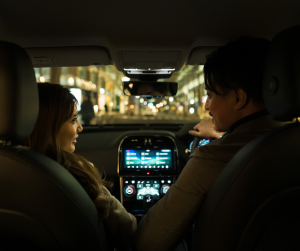 Couple driving at night | Greenwich, CT