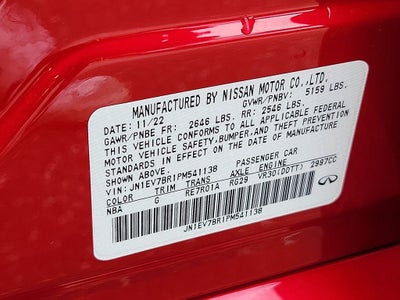 2023 INFINITI Q50 LUXE BACKUP COLLISION INTERVENTION