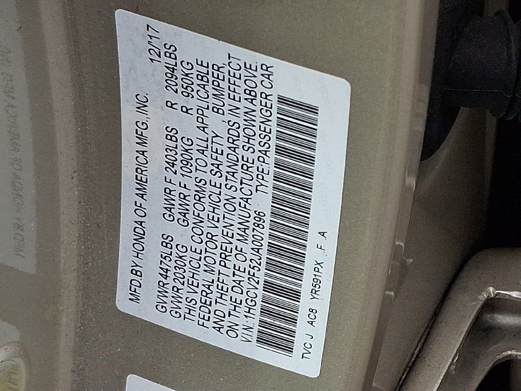 2018 Honda Accord EX-L 2.0T BASE