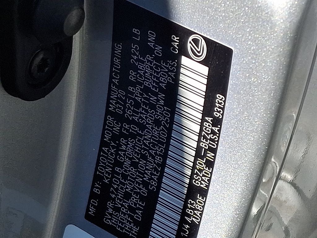 2020 Lexus ES 350 Luxury 350 Luxury REAR SPOILER, LUXURY PACKAGE