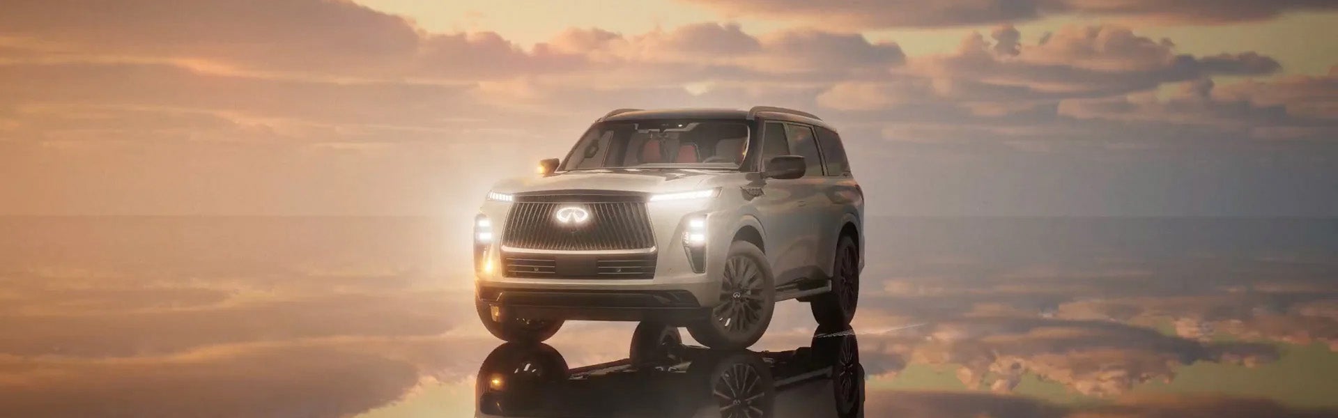 Exterior of 2025 INFINITI QX80 with Headlights On Greenwich, CT